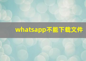 whatsapp不能下载文件