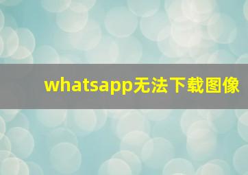 whatsapp无法下载图像