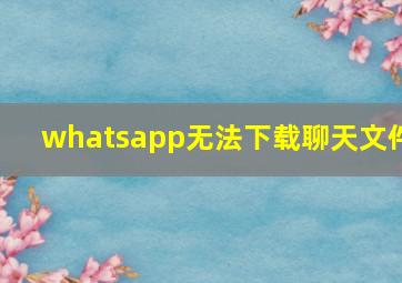 whatsapp无法下载聊天文件