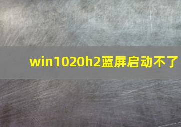 win1020h2蓝屏启动不了