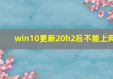 win10更新20h2后不能上网