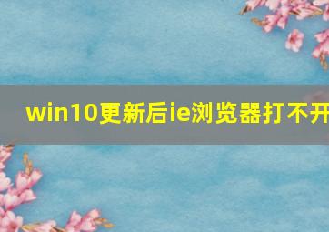 win10更新后ie浏览器打不开