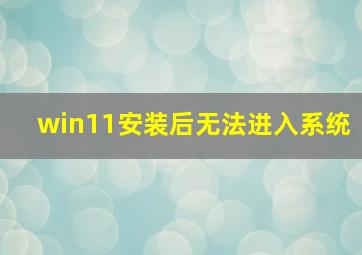 win11安装后无法进入系统