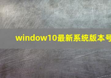 window10最新系统版本号