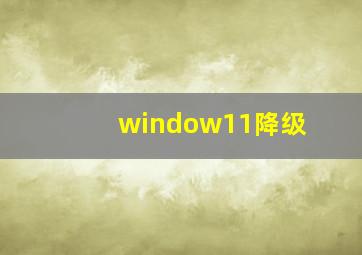 window11降级