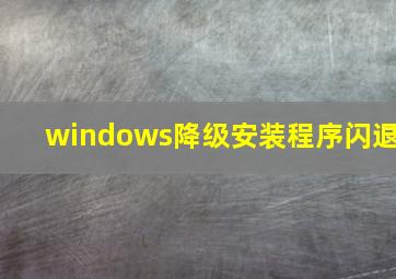 windows降级安装程序闪退