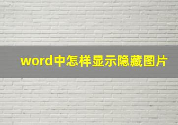 word中怎样显示隐藏图片