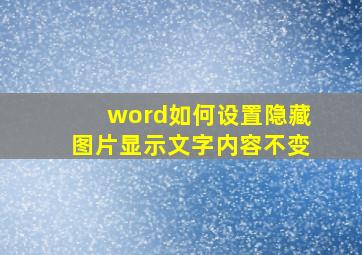 word如何设置隐藏图片显示文字内容不变