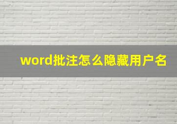 word批注怎么隐藏用户名