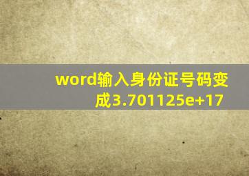 word输入身份证号码变成3.701125e+17