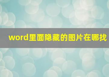 word里面隐藏的图片在哪找