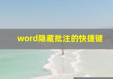 word隐藏批注的快捷键