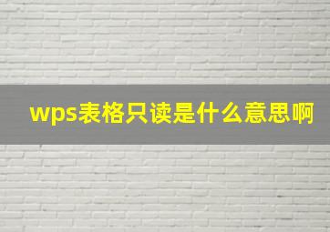 wps表格只读是什么意思啊