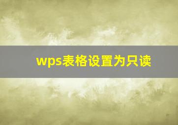 wps表格设置为只读