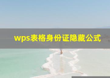 wps表格身份证隐藏公式