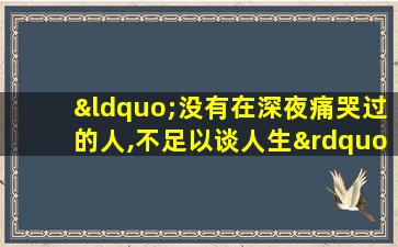 “没有在深夜痛哭过的人,不足以谈人生”