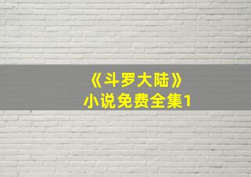 《斗罗大陆》小说免费全集1