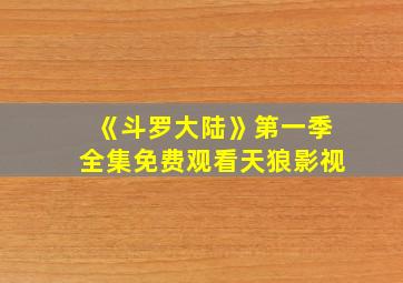 《斗罗大陆》第一季全集免费观看天狼影视