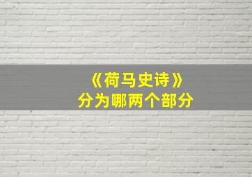 《荷马史诗》分为哪两个部分