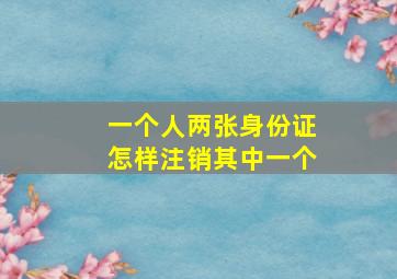 一个人两张身份证怎样注销其中一个