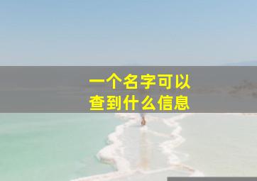 一个名字可以查到什么信息