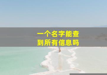 一个名字能查到所有信息吗