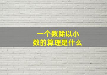 一个数除以小数的算理是什么