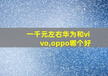 一千元左右华为和vivo,oppo哪个好