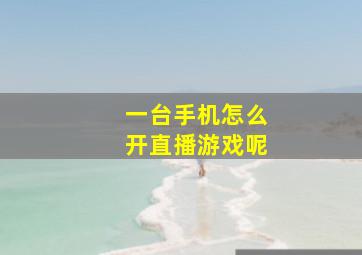 一台手机怎么开直播游戏呢