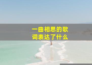 一曲相思的歌词表达了什么