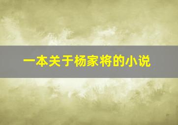 一本关于杨家将的小说