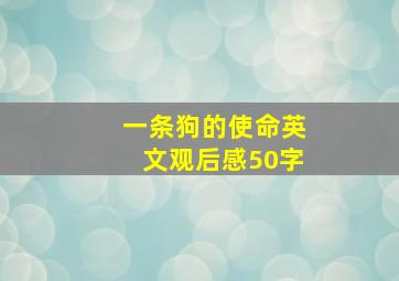 一条狗的使命英文观后感50字