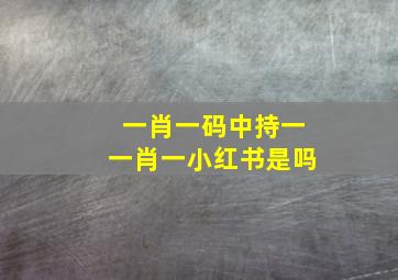 一肖一码中持一一肖一小红书是吗