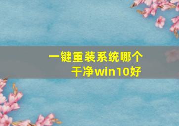 一键重装系统哪个干净win10好