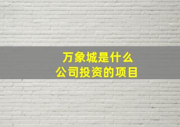 万象城是什么公司投资的项目