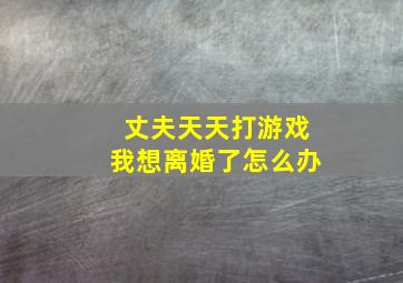 丈夫天天打游戏我想离婚了怎么办