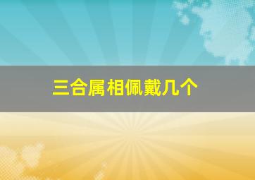 三合属相佩戴几个