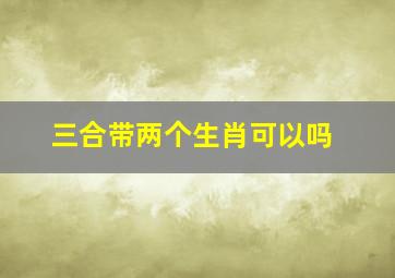 三合带两个生肖可以吗