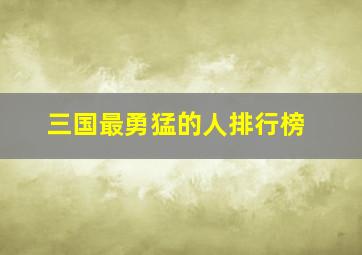 三国最勇猛的人排行榜