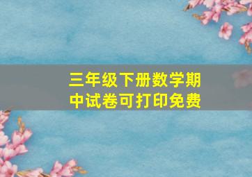 三年级下册数学期中试卷可打印免费