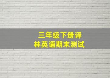 三年级下册译林英语期末测试