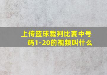 上传篮球裁判比赛中号码1-20的视频叫什么