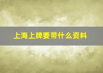 上海上牌要带什么资料