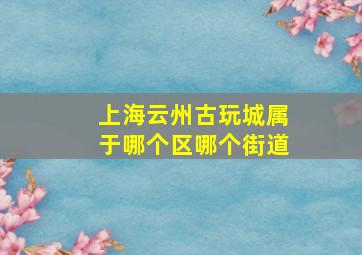 上海云州古玩城属于哪个区哪个街道