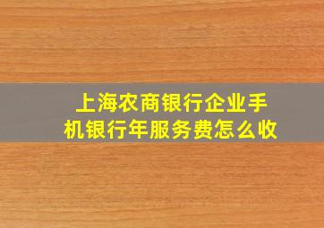 上海农商银行企业手机银行年服务费怎么收