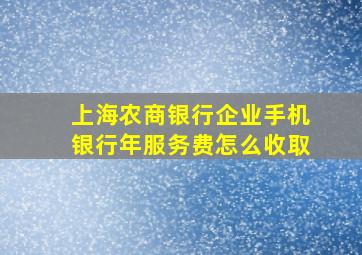 上海农商银行企业手机银行年服务费怎么收取