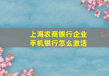 上海农商银行企业手机银行怎么激活