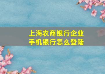 上海农商银行企业手机银行怎么登陆