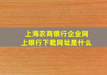 上海农商银行企业网上银行下载网址是什么