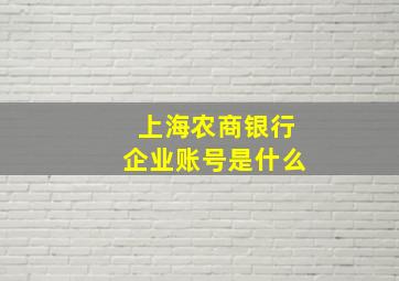 上海农商银行企业账号是什么